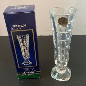 Cristal d’ Arques 24% lead Crystal bud flower vase box design w/box 7 3/4”